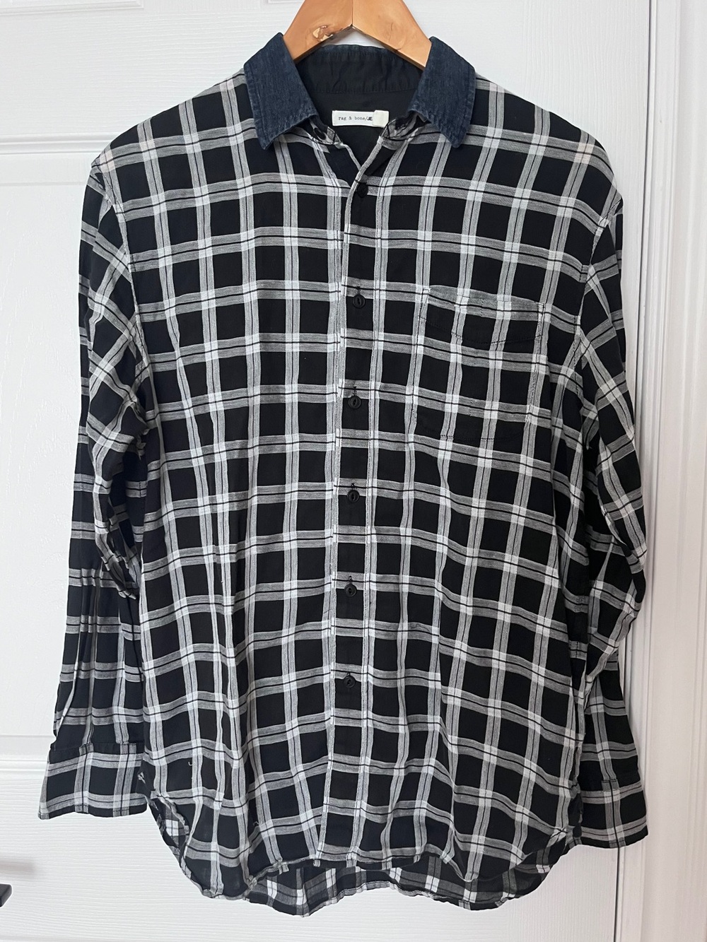 Rag & Bone Plaid Shirt with Denim Collar